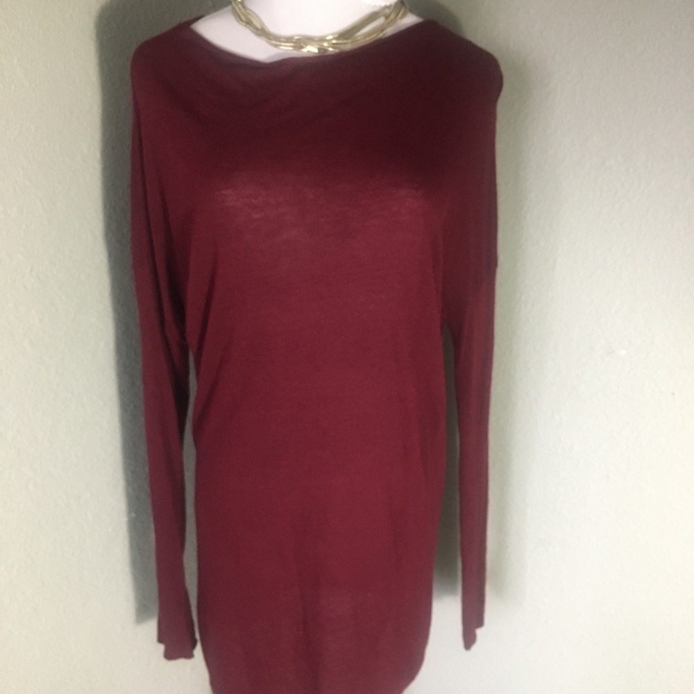 Vince. Maroon Long Sleeve Top